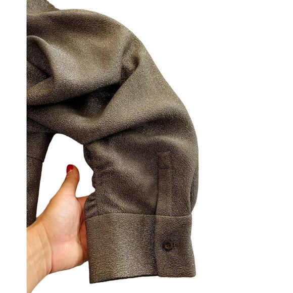 PRADA Lamé Silk Blend Dress in Gold Midi 3/4 Sleeves Runway Designer IT 44/ US 8 - Picture 10 of 16